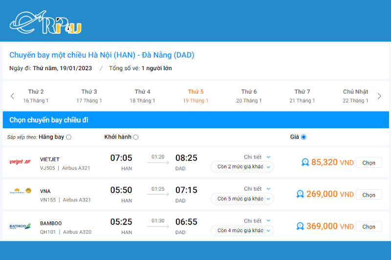 Già vé máy bay Tết 2023 chặng Hà Nội - Đà Nẵng