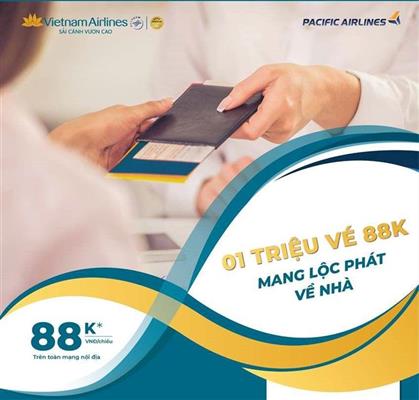 1 triệu vé đồng giá 88K từ Vietnam Airlines 1 triệu vé đồng giá 88K từ Vietnam Airlines