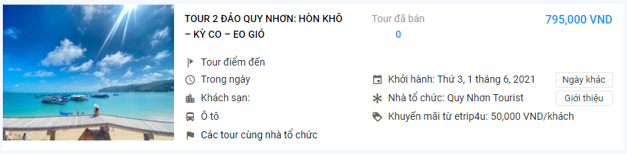 Tour 2 đảo Quy Nhơn: Hòn Khô - Kỳ Co - Eo Gió