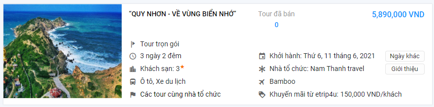 Tour Quy Nhơn - Về vùng biển nhớ 3N2Đ
