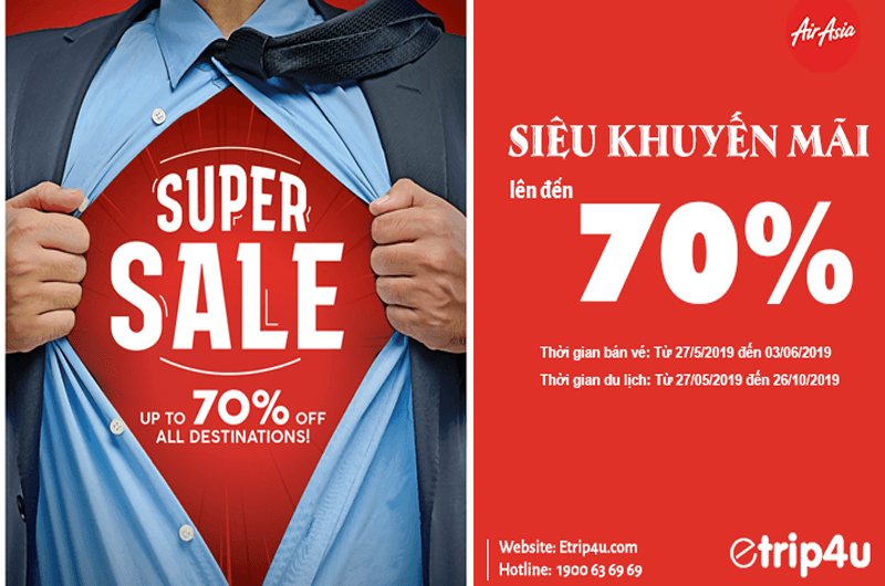 AirAsia khuyến mãi khủng lên đến 70% AirAsia khuyến mãi khủng lên đến 70%