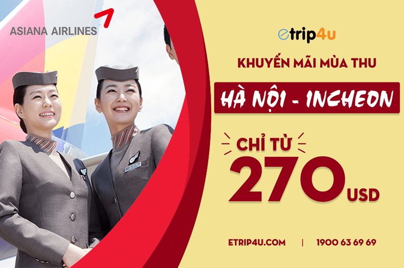 Asiana Airlines khuyến mại đặc biệt cho tháng 9, 10 Asiana Airlines khuyến mại đặc biệt cho tháng 9, 10