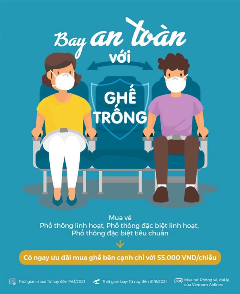 Bay an toàn với ghế trống chỉ 55K Bay an toàn với ghế trống chỉ 55K