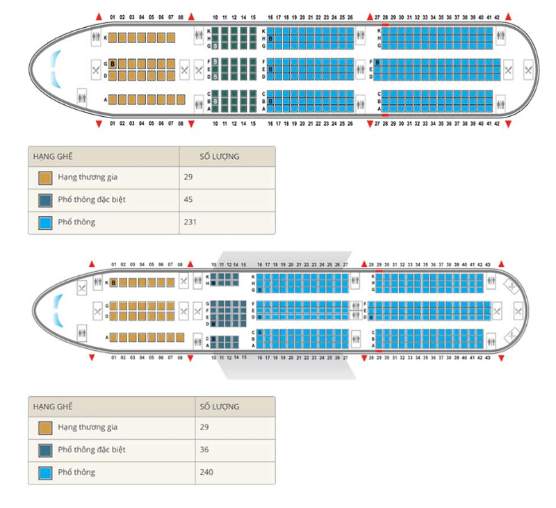 Sơ đồ ghế ngồi Airbus A350-900 XWB