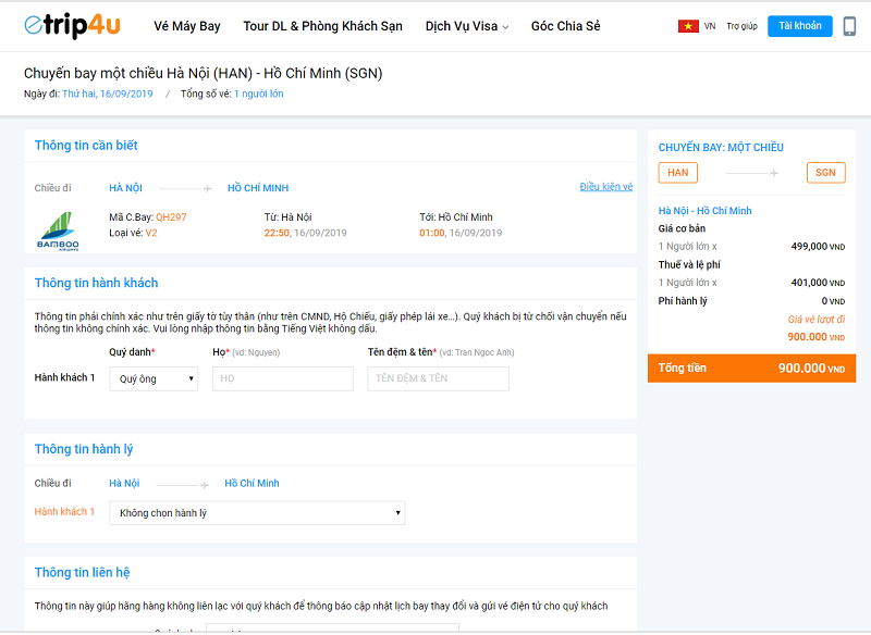 Bước 3: nhập thông tin cá nhân theo yêu cầu