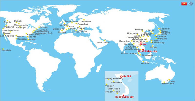 Điểm đến của Vietnam Airlines trên thế giới Điểm đến của Vietnam Airlines trên thế giới