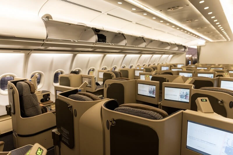 Chỗ ngồi thoải mái của hạng Thương Gia