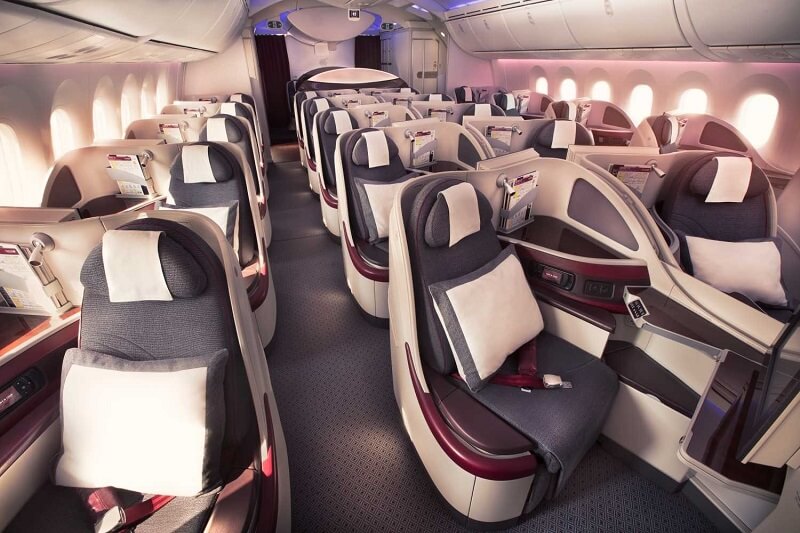 Ghế hạng thương gia của Qatar Airways sắp xếp theo cấu trúc 2-2-2