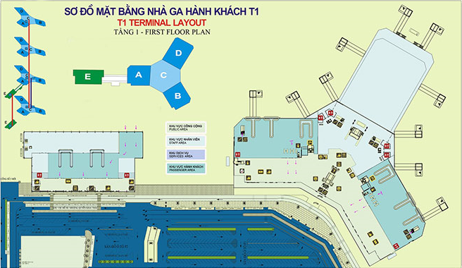 Sơ đồ nhà ga T1