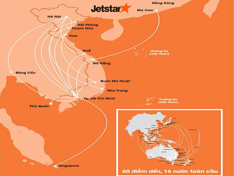 Mạng lưới đường bay Jetstar Pacific Mạng lưới đường bay Jetstar Pacific