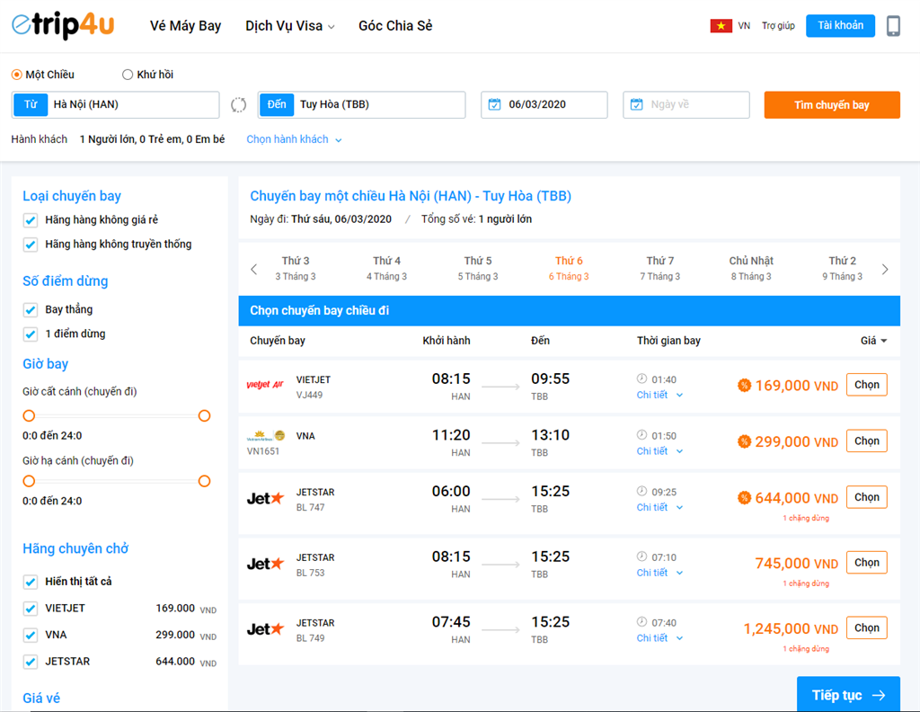 Vé máy bay chặng Hà Nội – Tuy Hòa